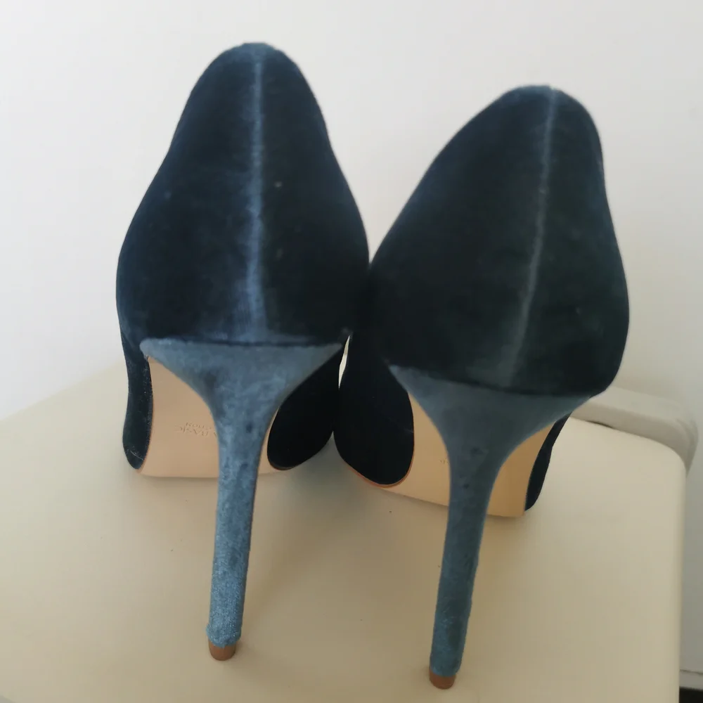Zara Women's Heels in Rich Blue Velvet - Picture 4 of 5